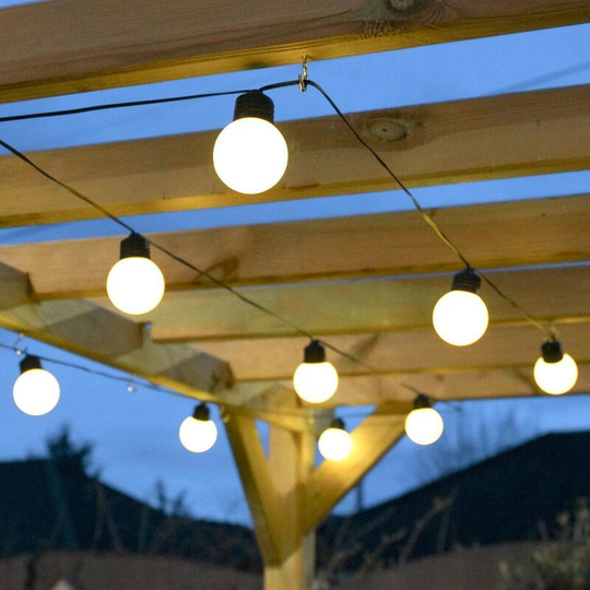 Frosted led Outdoor Festoon Fairy Lights Warm White 4.5m Battery Operated |Timer Garden Party Indoor Bedroom - Warm White