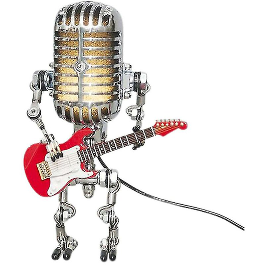 Métal Robot Guitare Lampes Steampunk Industriel Microphone Bureau Lampe De Table Ornements - Flkwoh
