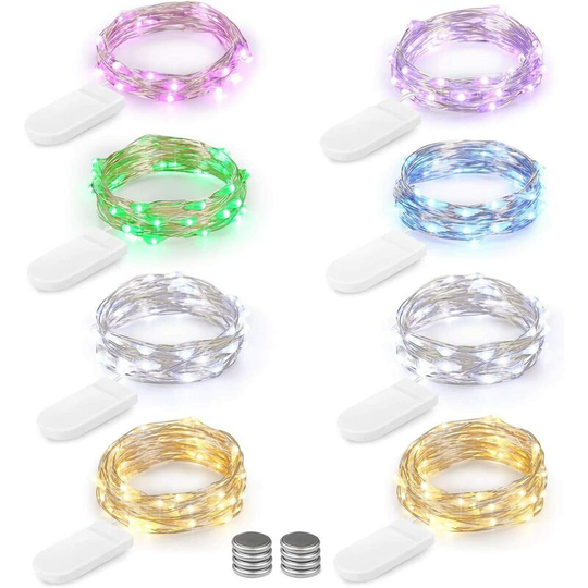 8 Packs] Fairy Lights, 2M 20LEDs Multicolor Lights Silver Wire with led String Lights for Christmas Weddings Garden Parties Gift Home Decoration