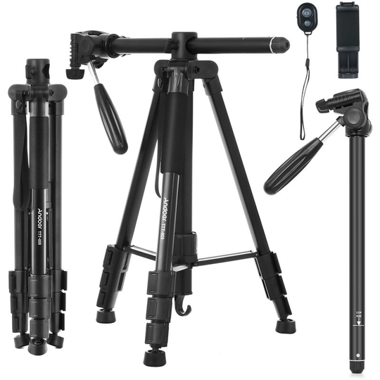 Andoer2 - Andoer TTT-009 168CM/66.14Inch Photography Tripod Monopod Camera Horizontal Tripod Stand Aluminum Alloy 360¡ã Rotatable 5kg/11lbs Load