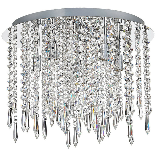 Spring Contemporary Ceiling 5 Light Chrome, Crystal