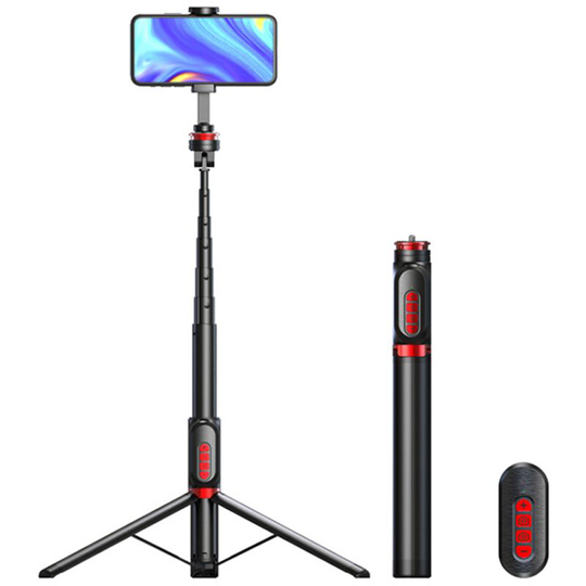 Sun Flowergb - 1PCS 5.9 Ft Professional Selfie Stick Tripod, Focusable, Bluetooth Remote, Portable All in One, Compatible with iPhone and Android,