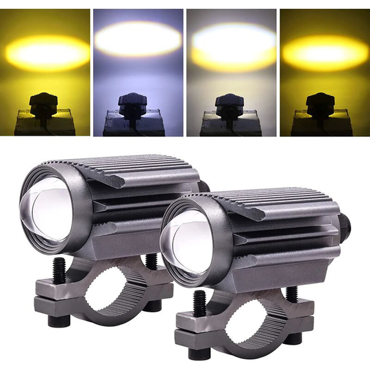 Aougo - 2PCS led Motorcycle Front Headlights Bi-color Fog Lights,30W led Additional Lights Motorbike Fog Light 12V 24V Motorcycle Spotlights drl Beam