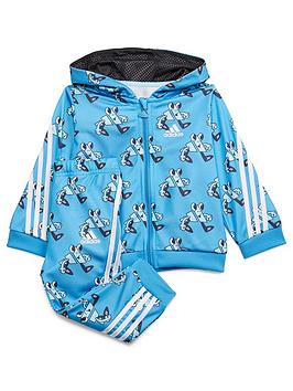 adidas Favourites Toddler Boys 3 Stripe Print Zip Through Hoodie & Jogger Set - Light Blue, Light Blue, Size 9-12 Months