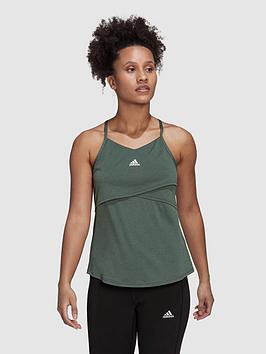 adidas Yoga Studio Crossback Tank - Dark Green, Dark Green, Size S, Women