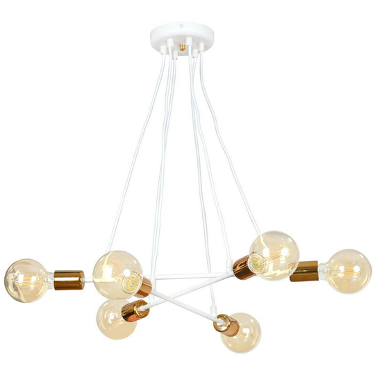 Emibig Bravo White/Copper Multi Arm Pendant Ceiling Light 6x E27