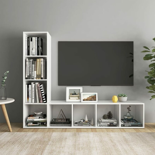Topdeal - tv Cabinets 2 pcs High Gloss White 142.5x35x36.5 cm Chipboard FF3079931_UK
