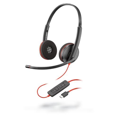POLY Blackwire 3220 Headset Wired Head-band Office/Call center USB Type-C Black Red