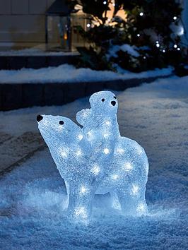 Acrylic Light Up Mummy And Baby Polar Bear Outdoor Christmas Decoration