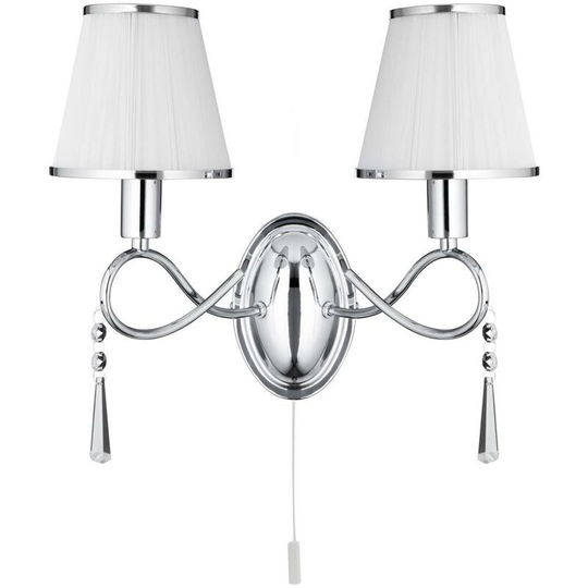 Searchlight Simplicity - 2 Light Indoor Candle Wall Light Chrome, Crystal with Shades, E14