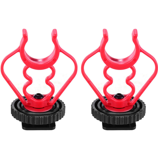 Universal MicShock Mount Cold Shoe Mount Adapter abs Plastic Microphone Bracket Mount Replacement for Shotgun Microphones Black and Red Pack of