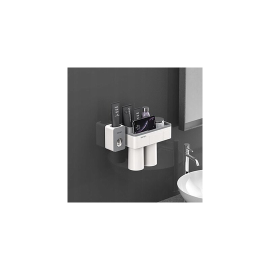 Betterlifegb - Bathroom holder wall mount 2 cups + storage box for toothpaste Wall storage media without perforation with magnetic suction
