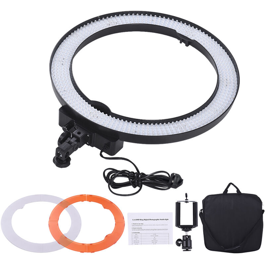 Andoer LA-650D 5500K 36W Ring Digital Photographic Studio Light with 600 led Lights Stepless Adjustment w/ Color Filters and Bag