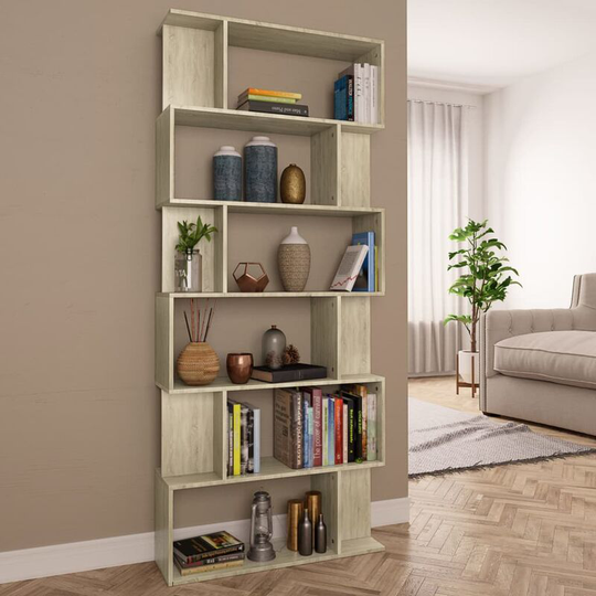 Asupermall - Book Cabinet/Room Divider Sonoma Oak 80x24x192 cm Chipboard