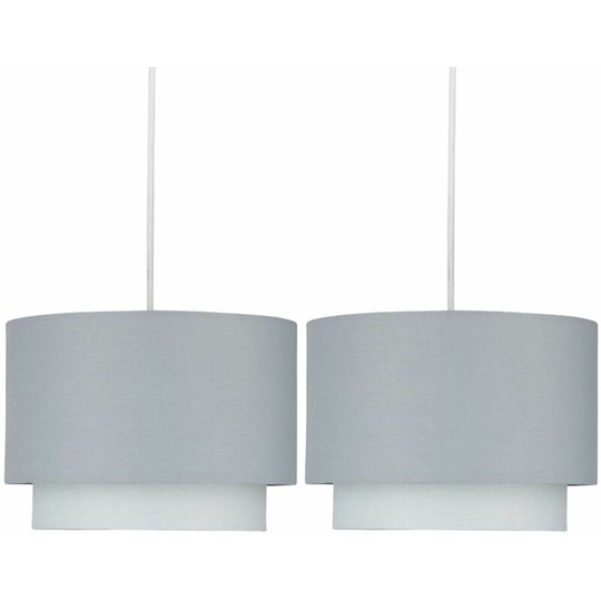 Pair of Grey Ombre 2 Tier Ceiling Light Shades - Ombre grey cotton