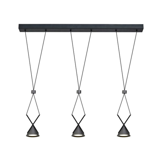 Luminosa Lighting - Bar Linear Ceiling Pendant 3 Light, 3 x 3W led, 3000K, 350lm, Sand Black, Grey