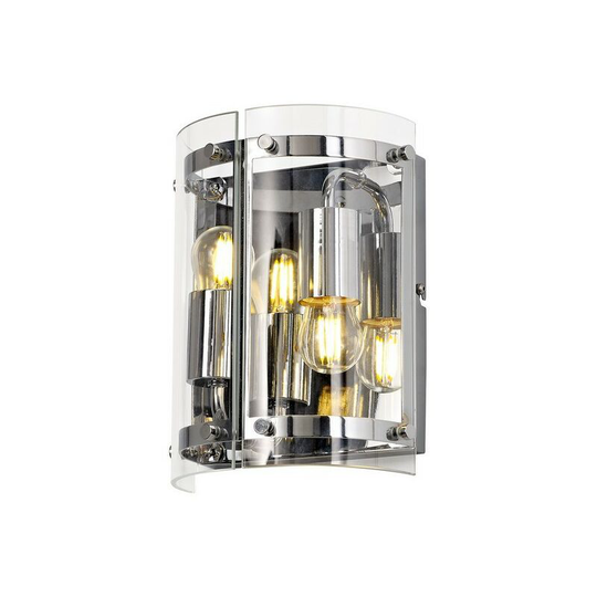 Flush Wall Light, 2 Light E27, Polished Chrome - Luminosa Lighting
