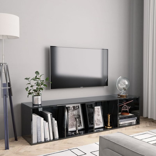 Book Cabinet/TV Cabinet High Gloss Black 143x30x36 cm VD31297 - Hommoo