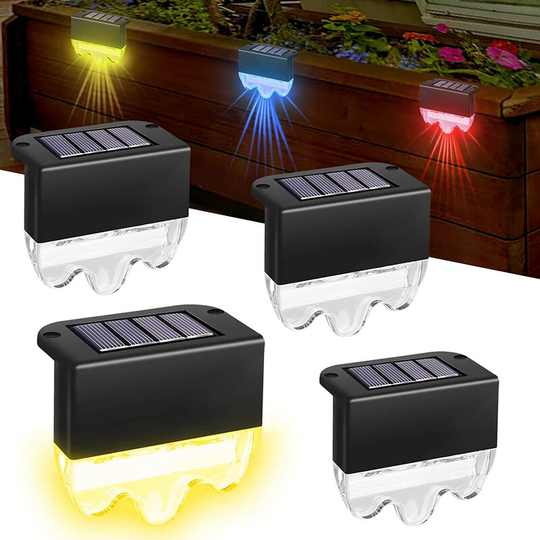Aougo - Solar Deck Lights, Solar Fence Lights, Outdoor Stair Lights, Waterproof Warm White led Step Lights, 2 Modes, Warm White for Stairs, Yard,