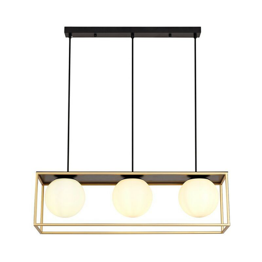 Linear Ceiling Pendant, 3 Light Adjustable E14, Matt Black, Painted Gold - Luminosa Lighting