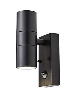 Newhams 2 Light Up And Down Wall Light With Pir Sensor - Black