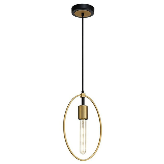 Single Small Circle Ceiling Pendant, 1 Light E27, Sand Gold, Matt Black - Luminosa Lighting