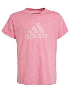 adidas Future Icons Junior Girls Badge Of Sport Short Sleeve T-Shirt - Light Pink, Light Pink, Size 7-8 Years, Women