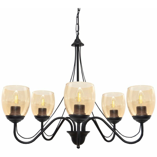 Helam Allena Multi Arm Pendant Ceiling Light Black, Amber 50cm