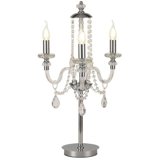 Luminosa Lighting - Luminosa Table Lamp, 3 Light E14, Polished Chrome, Clear Glass, Crystal, (item requires construction, connection)