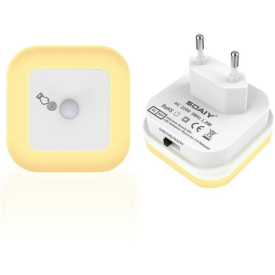 Aougo - Dimmable led Night Light with Motion Sensor Night Light Sockets Infinitely Adjustable Brightness 3 Modes (Auto/On/Off) Orientation Light