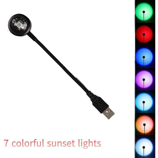Usb Ambient Projector Light Car Car Light, 360 Degree Rotating Led Mini Night Light Kids Party Selfie Decoration (7 Colors Discoloration)