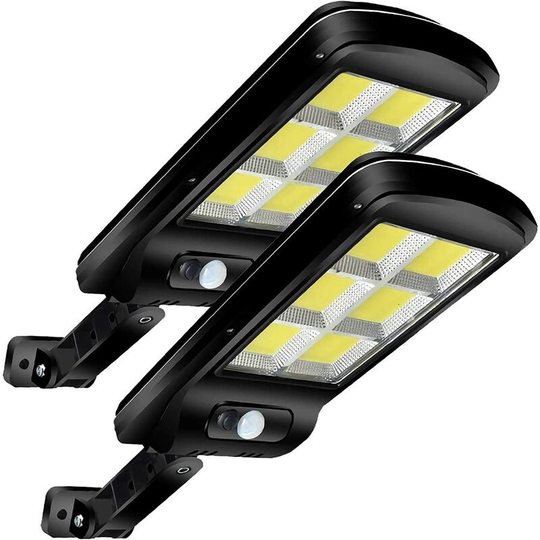 Aougo - Solar Lights, 120 cobs Power Street Light with Motion Sensor, Remote Control, IP65 Waterproof Dusk to Dawn Security led Flood Light for Yard,