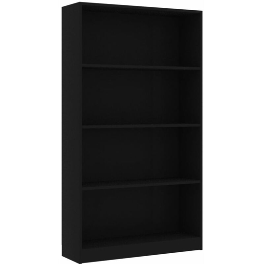 4-Tier Book Cabinet Black 80x24x142 cm Engineered Wood vidaXL - Black