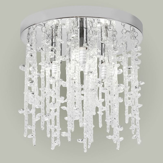 Azalea - Crystal Flush Ceiling Light - Polished chrome plate with crystal effect glass detail