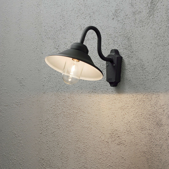Konstsmide Vega Outdoor Classic Dome Matt Black Wall Light, IP23