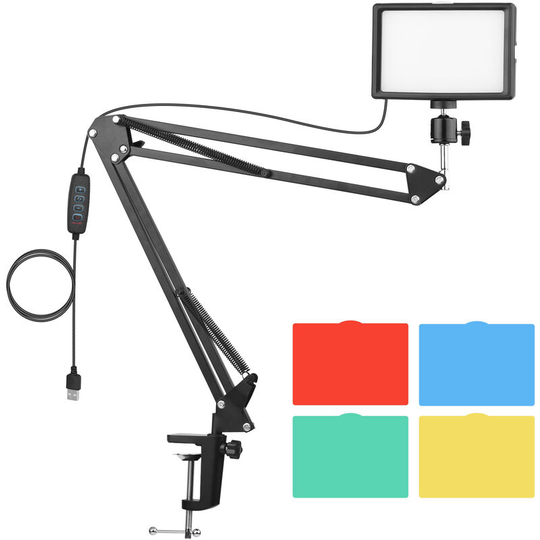 Asupermall - Desktop usb Video Conference Lighting Kit with 1 * led Video Light 3200K-5600K Dimmable + 1 * Desk Mount Metal Light Stand + 1 * 360¡ã
