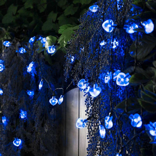 5m Solar Power Novelty Heart led Fairy Lights Blue | Outdoor Garden Decoration - Blue