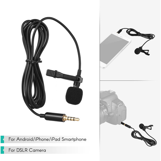 Andoer - EY-510A Mini Portable Clip-on Lapel Lavalier Condenser Mic Wired Microphone for iPhone iPad Android Smartphone dslr Camera Computer pc Laptop