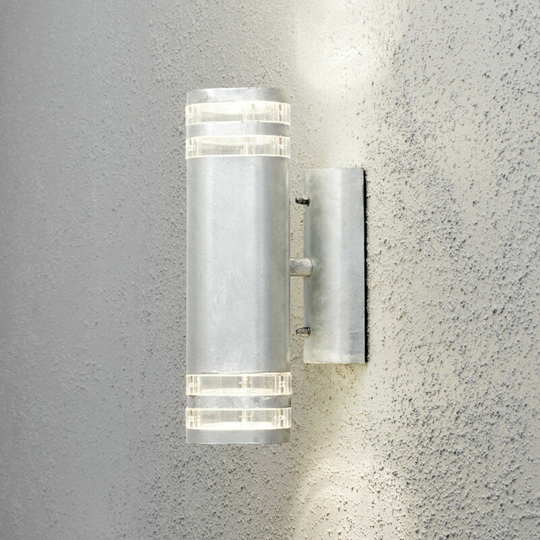 Konstsmide Modena Outdoor Modern Up Down Twin Ring Double Wall Light Galvanized Steel, Transparent, IP44
