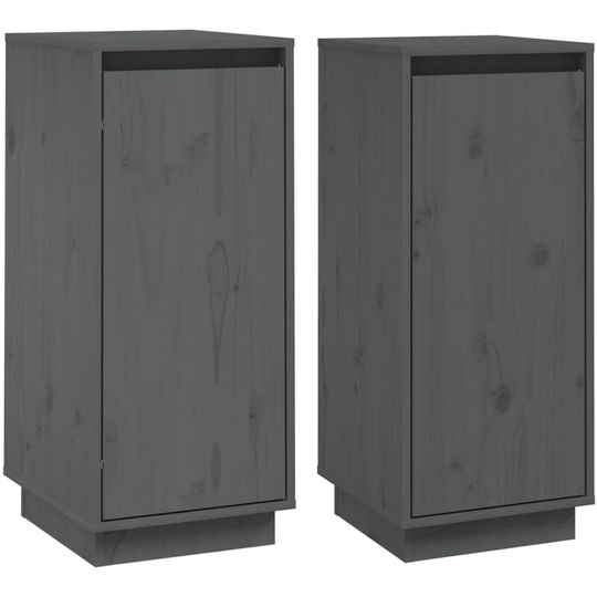Sideboards 2 pcs Grey 31.5x34x75 cm Solid Wood Pine Vidaxl Grey