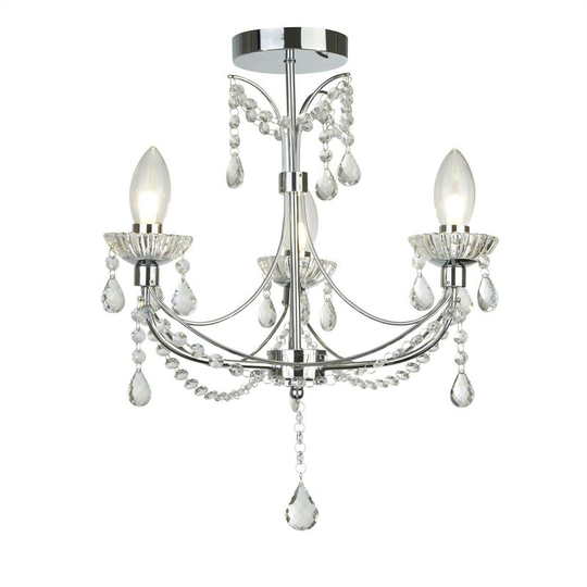 Searchlight Lighting - Searchlight Autumn - 3 Light Bathroom Chandelier Chrome, Crystal ,Glass IP44, G9