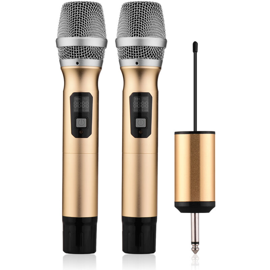 Asupermall - Portable uhf Wireless Microphone Mic System with 1 Receiver and 2 Handheld Microphones for Karaoke Business Meeting Speech Live