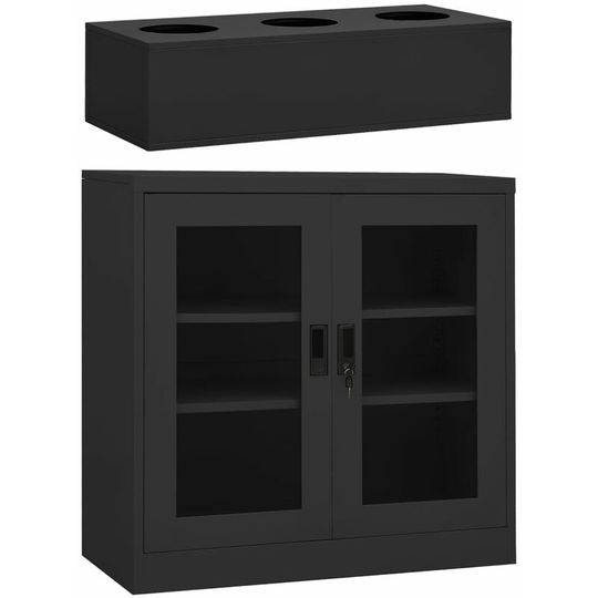 Office Cabinet with Planter Box Anthracite 90x40x113 cm Steel Vidaxl Anthracite