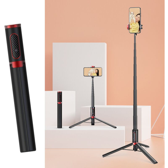 Sun Flowergb - 1PCS 4.9 Ft Professional Selfie Stick Tripod, Lightweight, Bluetooth Remote Control, Portable All in One, Compatible with iPhone and