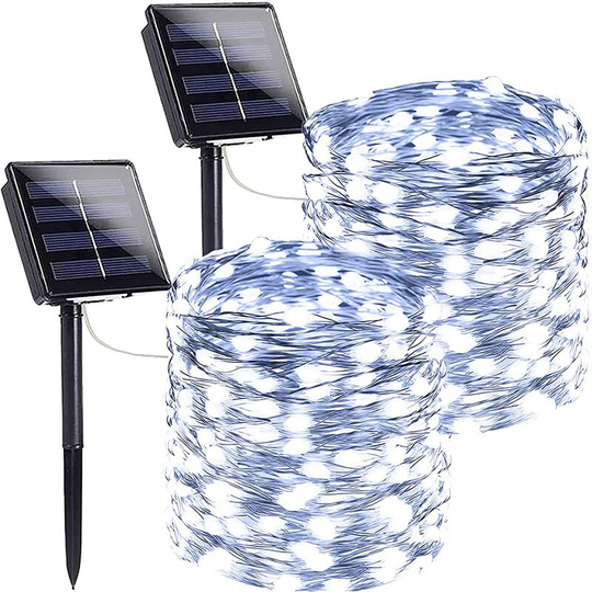 Aougo - Solar Halloween Lights Outdoor Halloween Decorations, Set of 2 Each 72 Feet 200 led Super Bright 8 Modes Outdoor Decorative Solar Lights