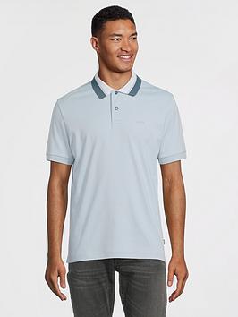 BOSS Parlay 173 Collar Detail Polo Shirt - Light Blue, Light Blue, Size S, Men