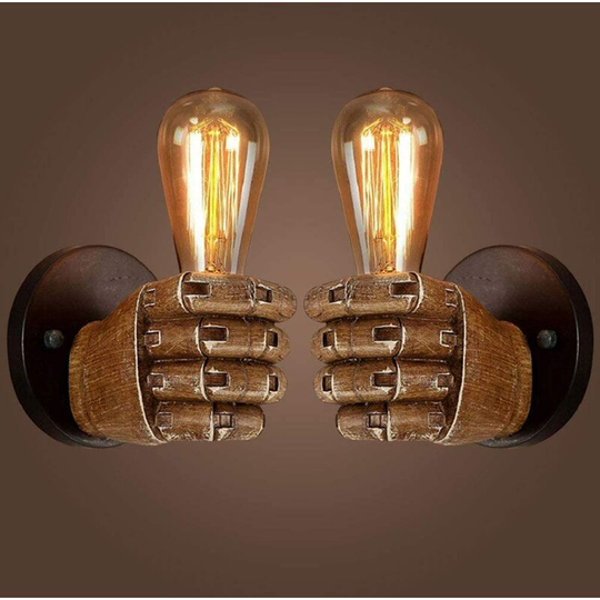 Aougo - 2 Retro Fist Wall Lights - E27 Edison Downlight for Hallway, Kitchen, Bedroom, Dining Room, Cafe (Right Handed)