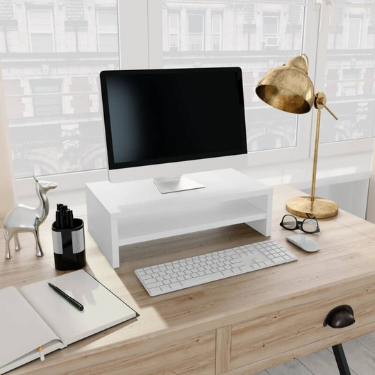 Monitor Stand White 42x24x13 cm Chipboard - White