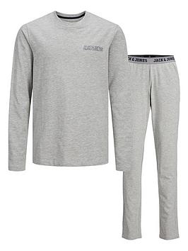 Jack & Jones Junior Boys Axel Long Sleeve Tshirt And Pants Loungewear Set - Light Grey Marl, Light Grey Marl, Size 8 Years