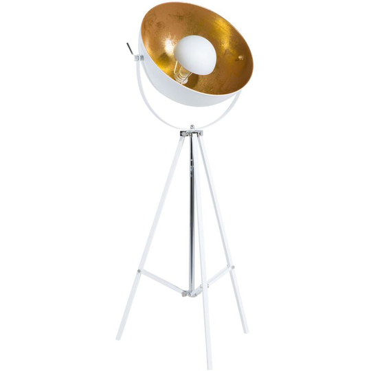 Industrial Vintage Tripod Floor Lamp Spotlight Studio Light Metal White Thames ii - White
